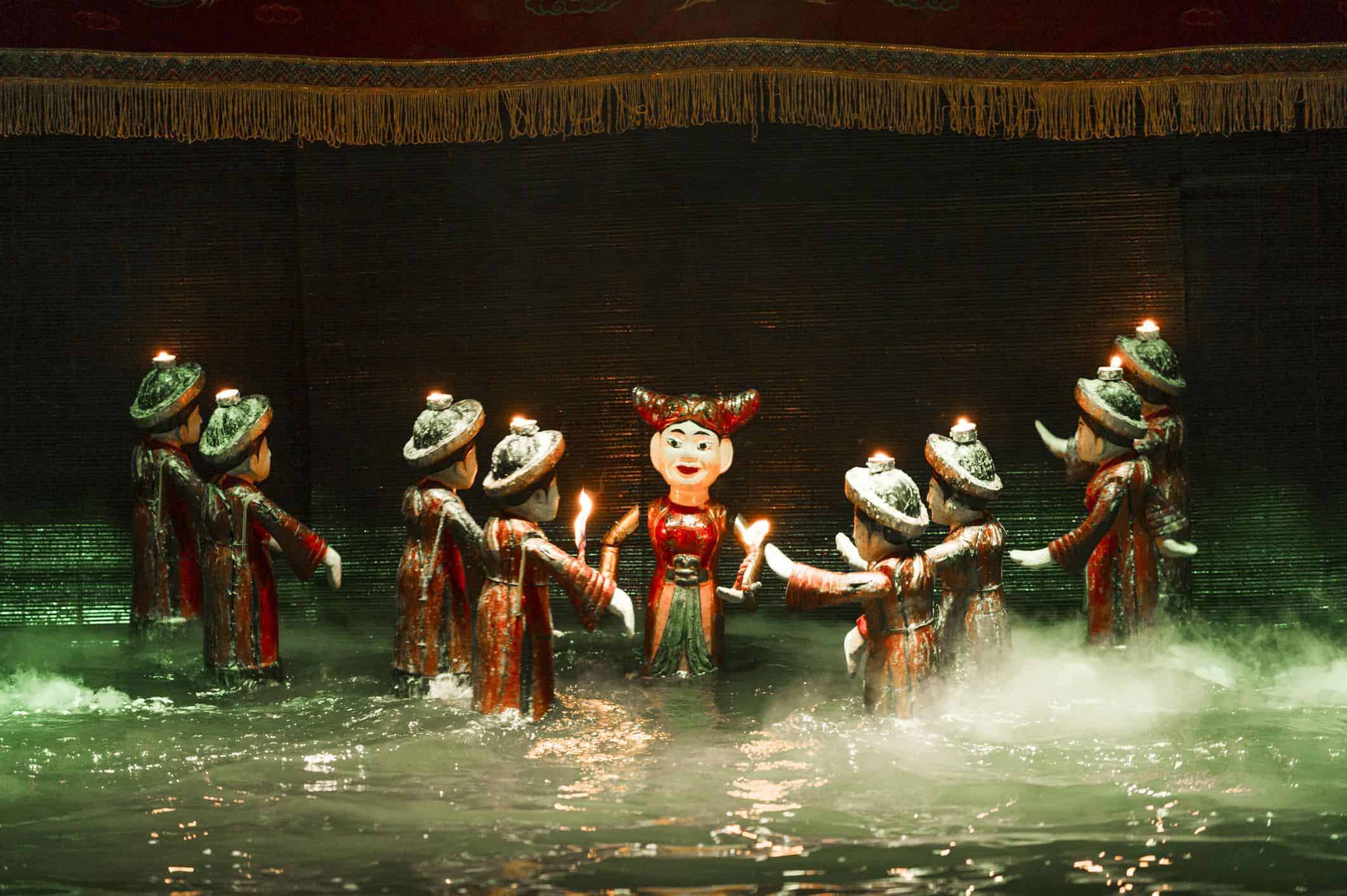 Watch a water puppet show